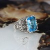 Aquamarine 925 Sterling Silver Men's Ring
