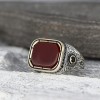 925 Sterling Silver Men's Ring with Agate Stone