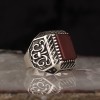 925 Sterling Silver Men's Ring with Agate Stone