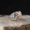 925 Sterling Silver Men's Ring with  Hand Engraved  Zircon Stone