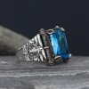 925 Sterling Silver Men's Ring with Aquamarine Stone