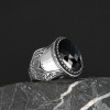 Hand Engraved  Model Zircon Stone 925 Sterling Silver Men's Ring