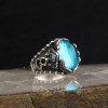925 Sterling Silver Men's Ring with Blue Topaz Stone