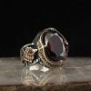 925 Sterling Silver Men's Ring with Garnet Stone