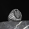 Hand Engraved  Silver Ring with Wolf Symbol