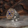 Zircon Stone Sword Silver Men's Ring