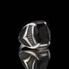 925 Sterling Silver Men's Ring with Black Zircon Stone