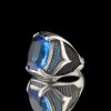 925 Sterling Silver Men's Ring with Blue Topaz Stone