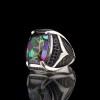925 Sterling Silver Men's Ring with Mystic Topaz Stone