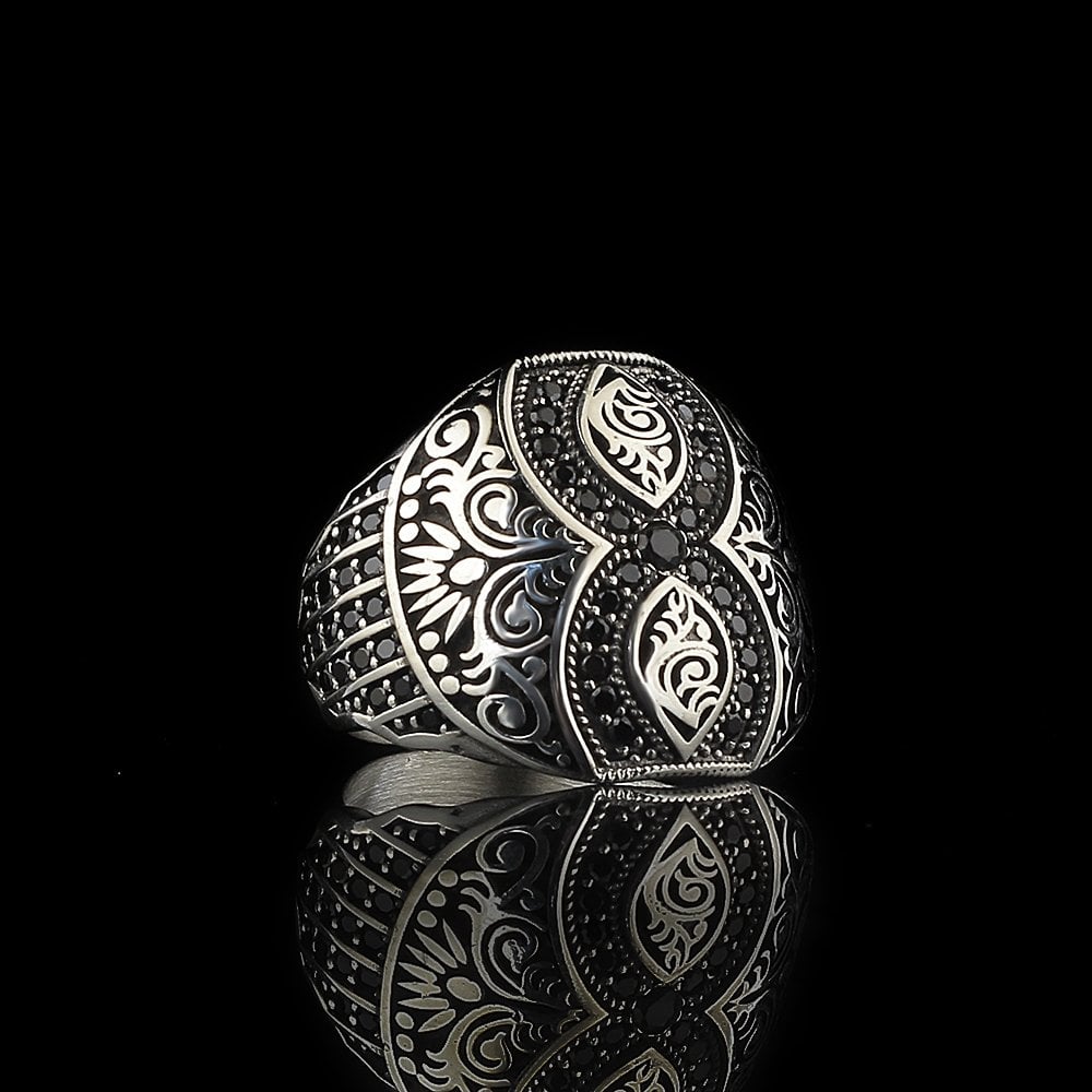 Hand Engraved  925 Sterling Silver Men's Ring