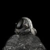 Hand Engraved  Onyx Stone Men's Silver Ring