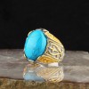 Turquoise Stone Rhodium Plated 925 Sterling Silver Men's Ring