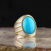 Turquoise Stone Rhodium Plated 925 Sterling Silver Men's Ring