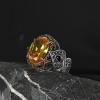925 Sterling Silver Citrine Stone Men's Ring