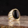 Onyx Stone Rhodium Plated 925 Sterling Silver Men's Ring