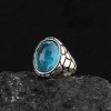 925 Sterling Silver Men's Ring with Blue Topaz Stone