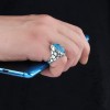 925 Sterling Silver Men's Ring with Blue Topaz Stone