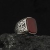 925 Sterling Silver Men's Ring with Agate Stone
