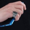 Onyx Stone Braided Hand Engraved  925 Sterling Silver Men's Ring