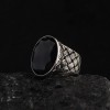 Zircon Stone Braided Hand Engraved  925 Sterling Silver Men's Ring