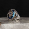 Aquamarine Stone 925 Sterling Silver Men's Ring