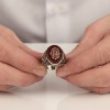 925 Sterling Silver Men's Ring with Agate Stone