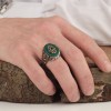 925 Sterling Silver Men's Ring with Agate Stone