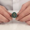 925 Sterling Silver Men's Ring with Agate Stone