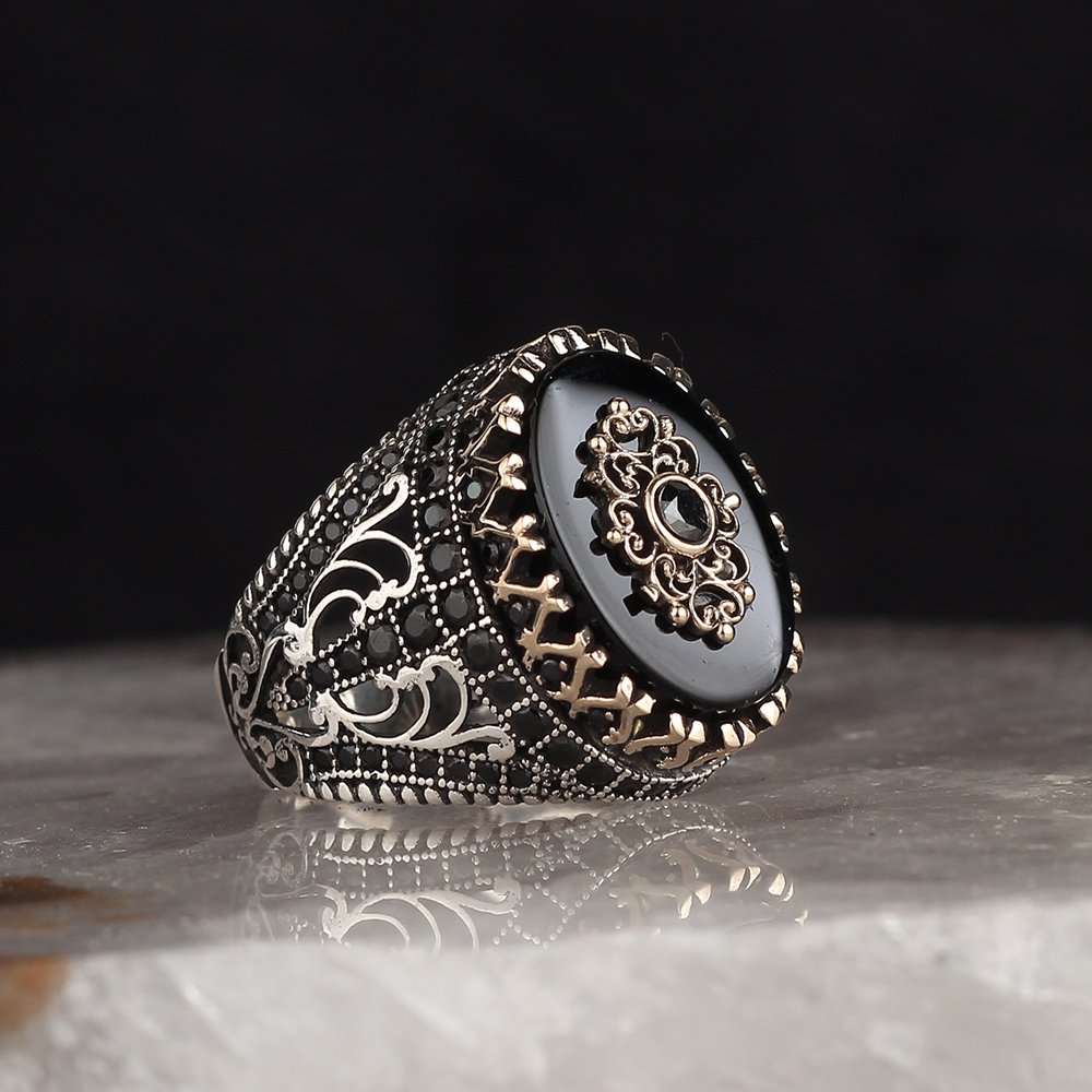 925 Sterling Silver Ring with Onyx Stone