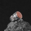 925 Sterling Silver Men's Ring with Agate Stone