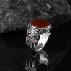 925 Sterling Silver Men's Ring with Agate Stone
