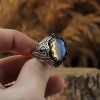 925 Sterling Silver Men's Ring with Moonstone Stone
