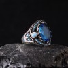 925 Sterling Silver Men's Ring with Blue Topaz Stone