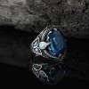 925 Sterling Silver Men's Ring with Blue Topaz Stone