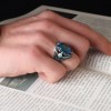 925 Sterling Silver Men's Ring with Blue Topaz Stone