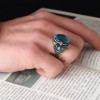 925 Sterling Silver Men's Ring with Blue Topaz Stone