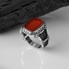 925 Sterling Silver Men's Ring with Agate Stone