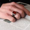 925 Sterling Silver Men's Ring with Agate Stone