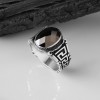 925 Sterling Silver Men's Ring with Black Zircon Stone