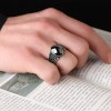 925 Sterling Silver Men's Ring with Black Zircon Stone