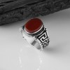 925 Sterling Silver Men's Ring with Agate Stone