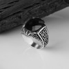 925 Sterling Silver Men's Ring with Black Zircon Stone