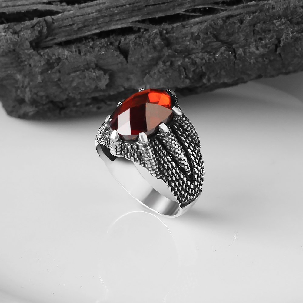 Claw Model Zircon Stone 925 Sterling Silver Men's Ring