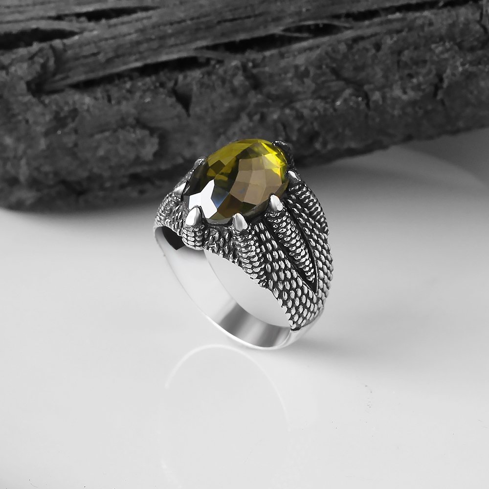 Claw Model Zircon Stone 925 Sterling Silver Men's Ring