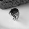 925 Sterling Silver Men's Ring with Black Zircon Stone