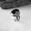 925 Sterling Silver Men's Ring with Black Zircon Stone