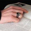 925 Sterling Silver Men's Ring with Black Zircon Stone