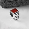 925 Sterling Silver Men's Ring with Agate Stone