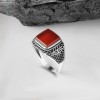 925 Sterling Silver Men's Ring with Agate Stone