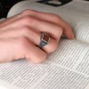 925 Sterling Silver Men's Ring with Agate Stone